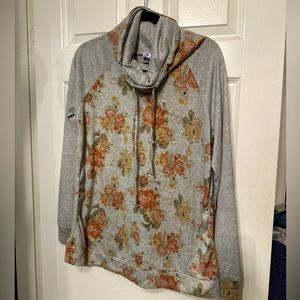 NWT Juniper Ln XL Maternity Light Pullover Sweater Floral Solid Drawstring Neck